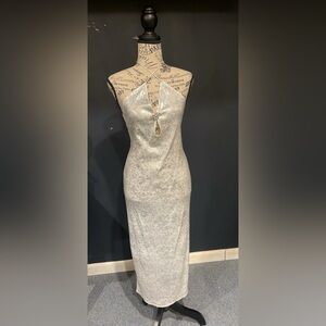 Silver white SEQUIN MIDI DRESS